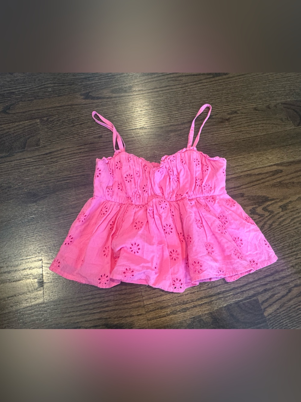 Hollister Pink Eyelet Peplum Camisole
